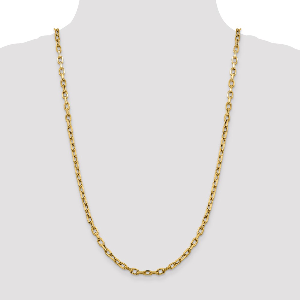 14K 26 inch 4.9mm Semi-Solid Diamond-cut Open Link Cable with Lobster Clasp Chain (BC188-26)