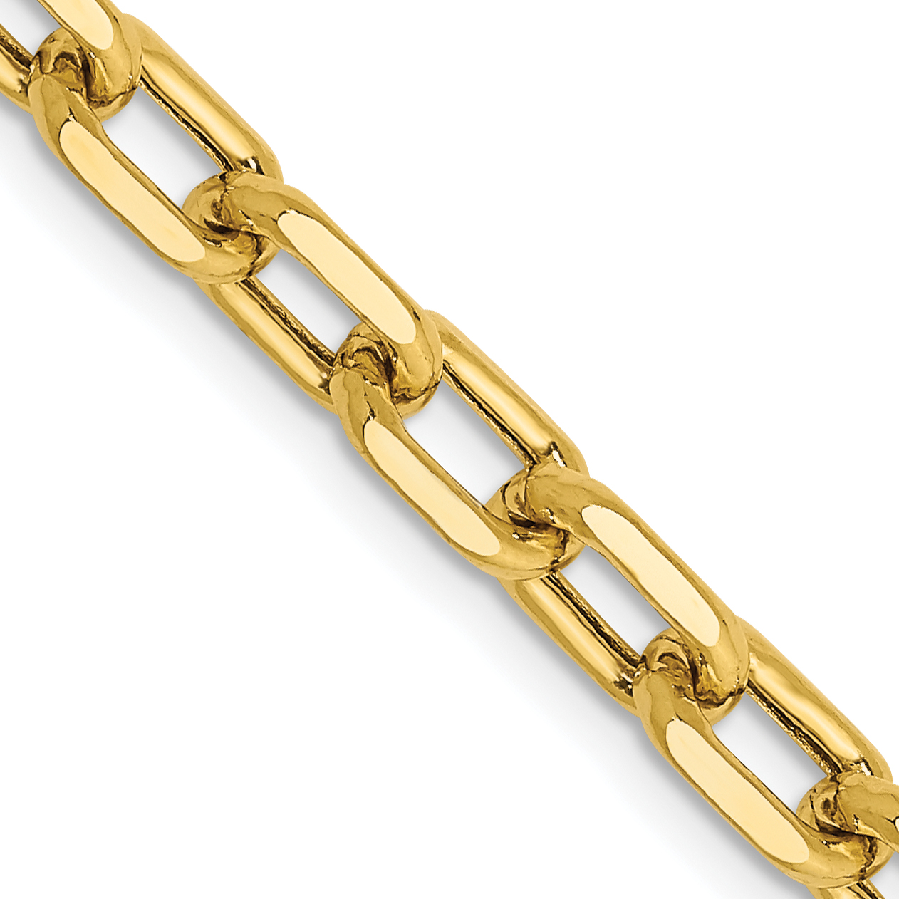 14K  22 inch 4.9mm Semi-Solid Diamond-cut Open Link Cable with Lobster Clasp Chain (BC188-22)