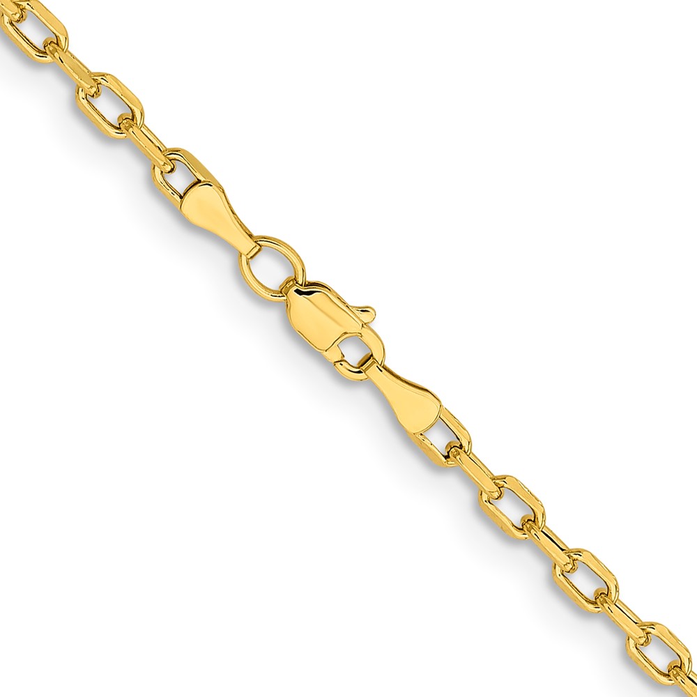 14K Yellow Gold 24 inch 3mm Semi-Solid Diamond-cut Open Link Cable with Lobster Clasp Chain (BC189-24)