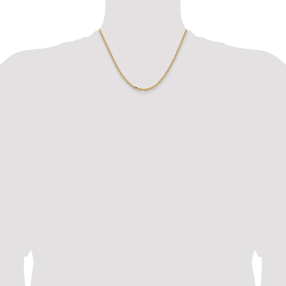 14K Yellow Gold 18 inch 3mm Semi-Solid Diamond-cut Open Link Cable with Lobster Clasp Chain (BC189-18)