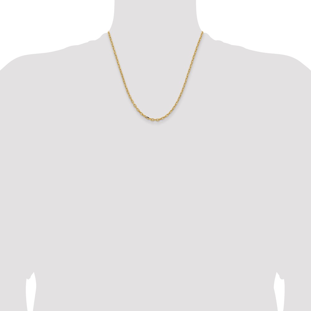 14K Yellow Gold 20 inch 3mm Semi-Solid Diamond-cut Open Link Cable with Lobster Clasp Chain (BC189-20)