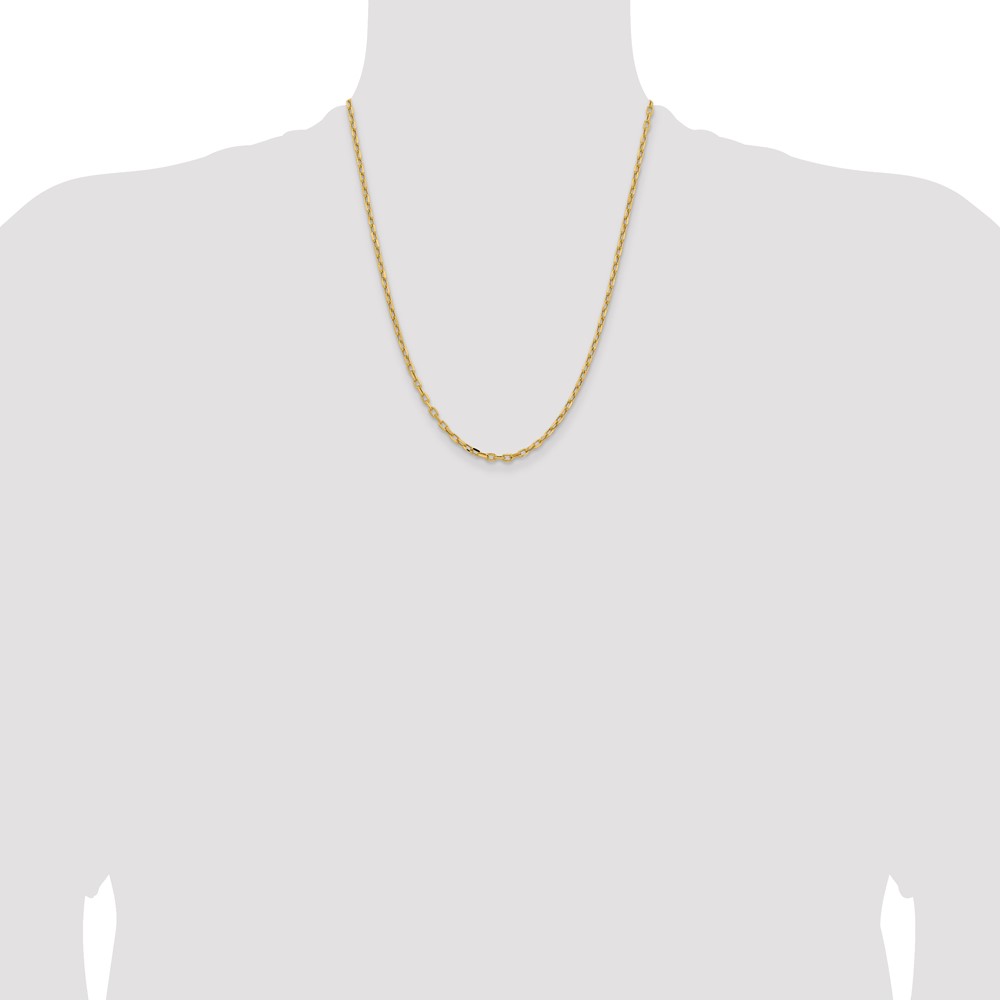 14K Yellow Gold 22 inch 3mm Semi-Solid Diamond-cut Open Link Cable with Lobster Clasp Chain (BC189-22)
