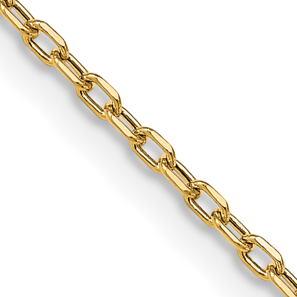 14K Yellow Gold 18 inch 3mm Semi-Solid Diamond-cut Open Link Cable with Lobster Clasp Chain (BC189-18)