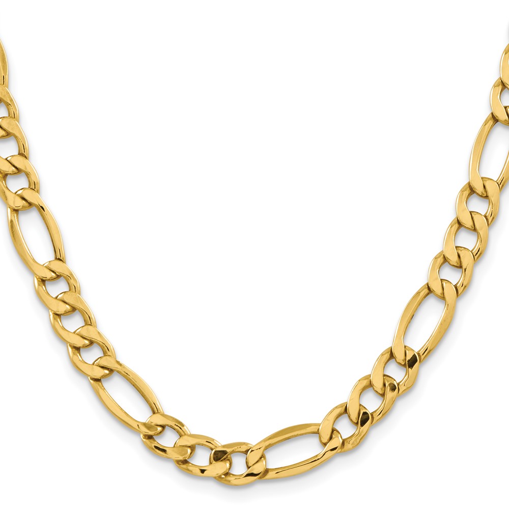14K 22 inch 8.5mm Semi-Solid Figaro with Lobster Clasp Chain (BC190-22)