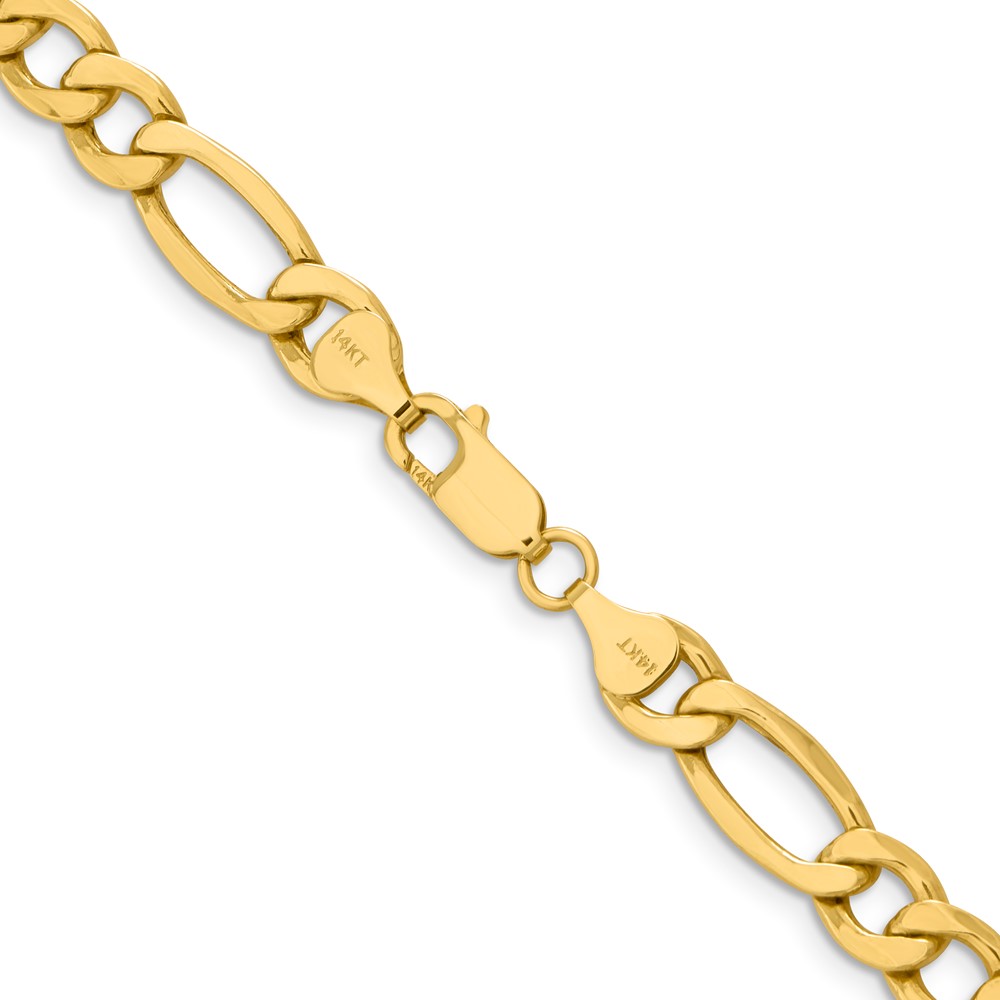 14K 22 inch 8.5mm Semi-Solid Figaro with Lobster Clasp Chain (BC190-22)