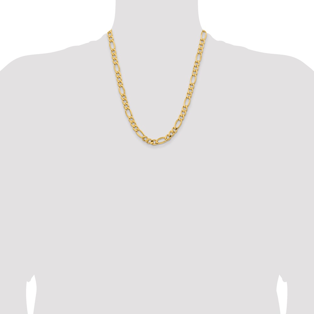 14K 22 inch 8.5mm Semi-Solid Figaro with Lobster Clasp Chain (BC190-22)
