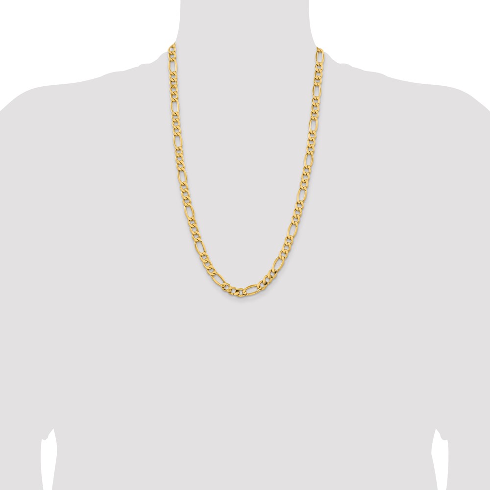 14K 26 inch 8.5mm Semi-Solid Figaro with Lobster Clasp Chain (BC190-26)