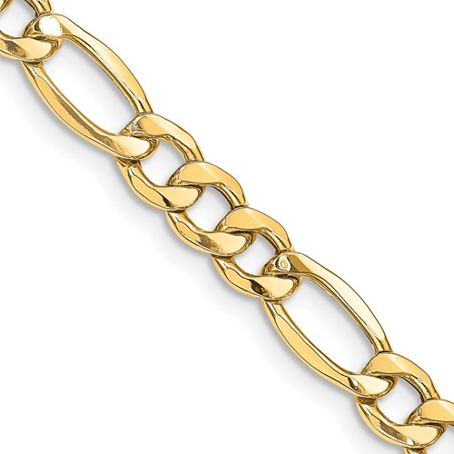 14K 24 inch 8.5mm Semi-Solid Figaro with Lobster Clasp Chain