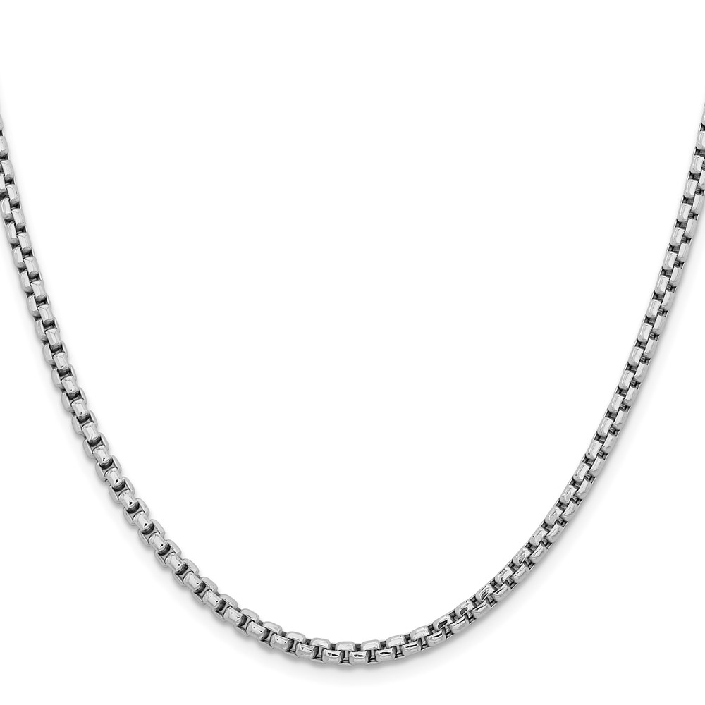 14K White Gold 30 inch 3.6mm Semi-Solid Round Box with Lobster Clasp Chain (BC191-30)