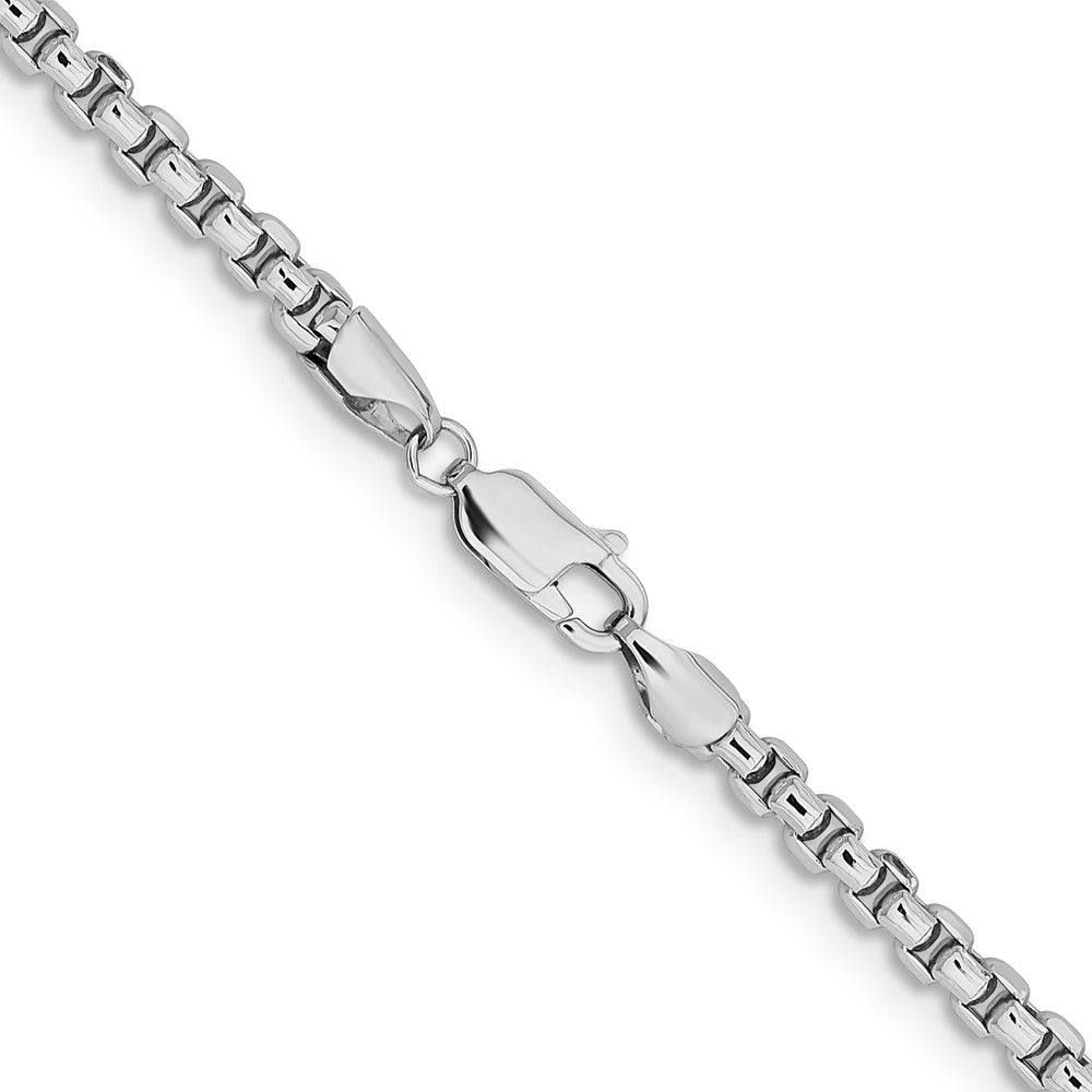 14K White Gold 30 inch 3.6mm Semi-Solid Round Box with Lobster Clasp Chain (BC191-30)