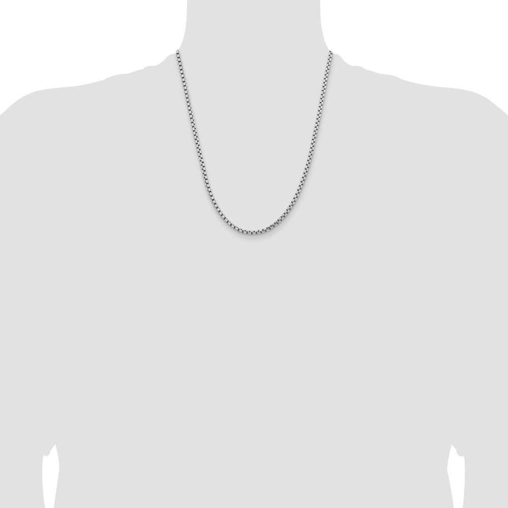 14K White Gold 22 inch 3.6mm Semi-Solid Round Box with Lobster Clasp Chain (BC191-22)