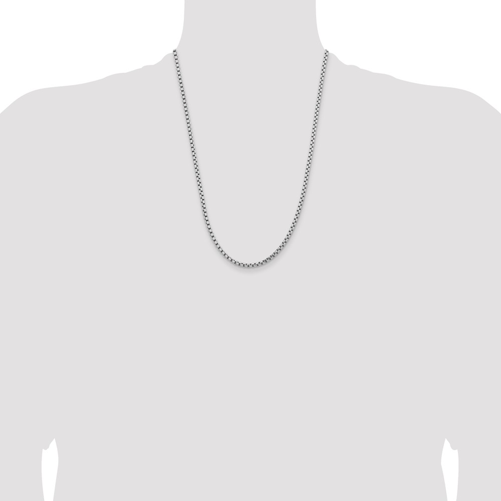 14K White Gold 24 inch 3.6mm Semi-Solid Round Box with Lobster Clasp Chain (BC191-24)