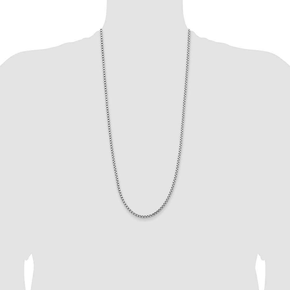 14K White Gold 30 inch 3.6mm Semi-Solid Round Box with Lobster Clasp Chain (BC191-30)