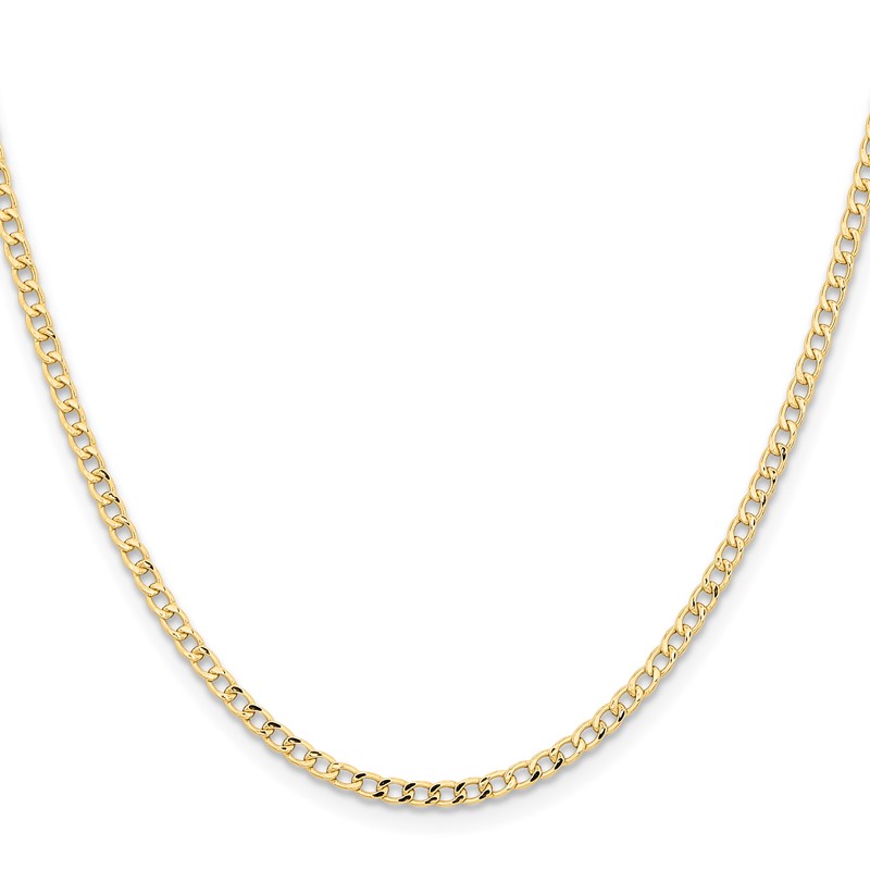 14K 18 inch 2.85mm Semi-Solid Curb with Lobster Clasp Chain