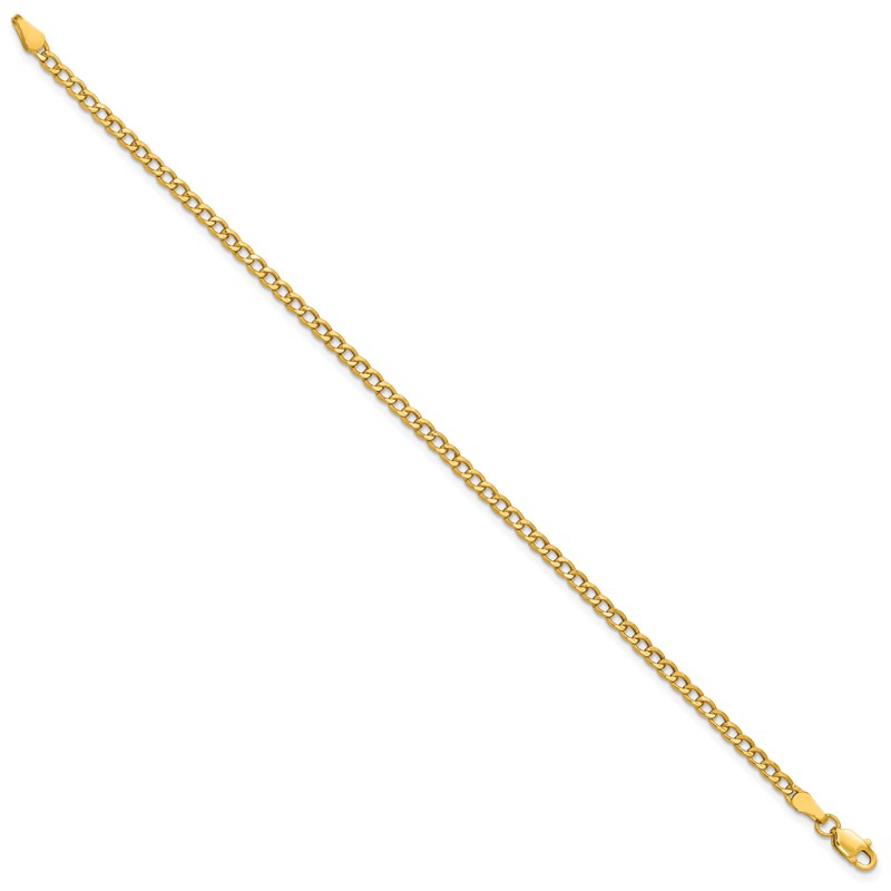 14K 9 inch 2.85mm Semi-Solid Curb with Lobster Clasp Anklet