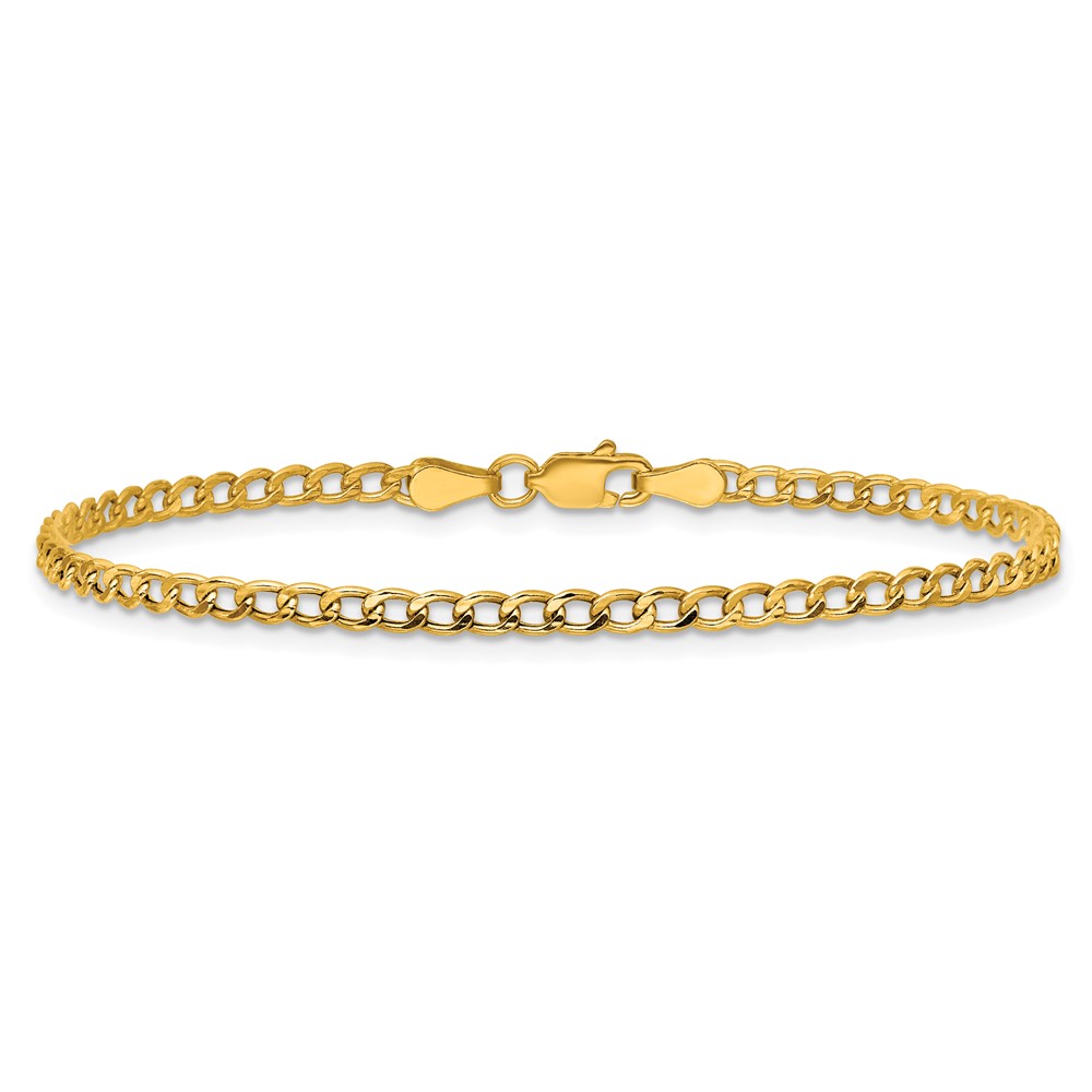 14K 9 inch 2.85mm Semi-Solid Curb with Lobster Clasp Anklet (BC192-9)