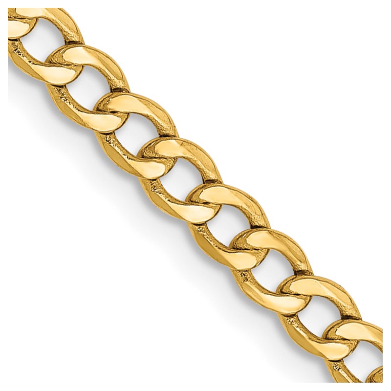 14K 18 inch 2.85mm Semi-Solid Curb with Lobster Clasp Chain