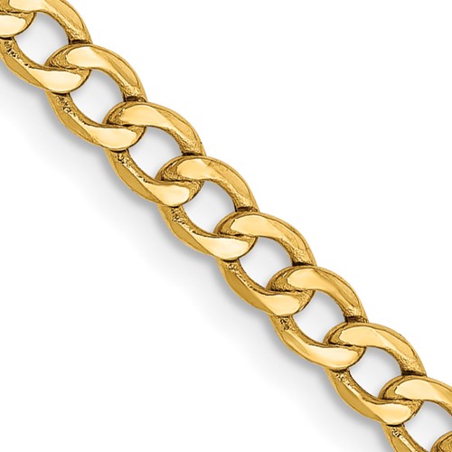 14K 20 inch 2.85mm Semi-Solid Curb with Lobster Clasp Chain