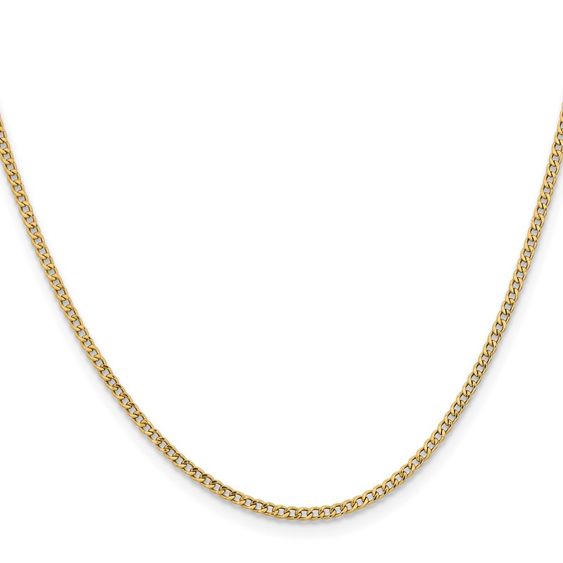 14K 22 inch 1.85mm Semi-Solid Curb with Lobster Clasp Chain