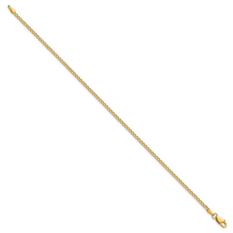 14K 9 inch 1.85mm Semi-Solid Curb with Lobster Clasp Anklet