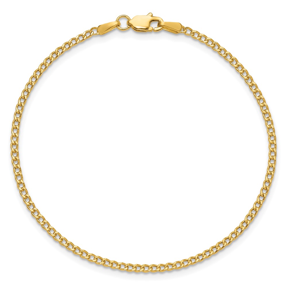 14K 7 inch 1.85mm Semi-Solid Curb with Lobster Clasp Bracelet (BC193-7)