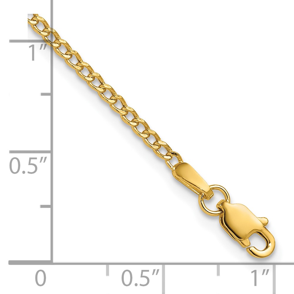 14K 7 inch 1.85mm Semi-Solid Curb with Lobster Clasp Bracelet (BC193-7)