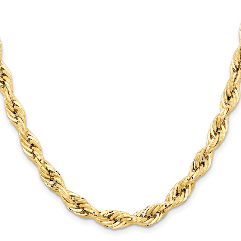 14K 26 inch 7mm Semi Solid Rope with Lobster Clasp Chain