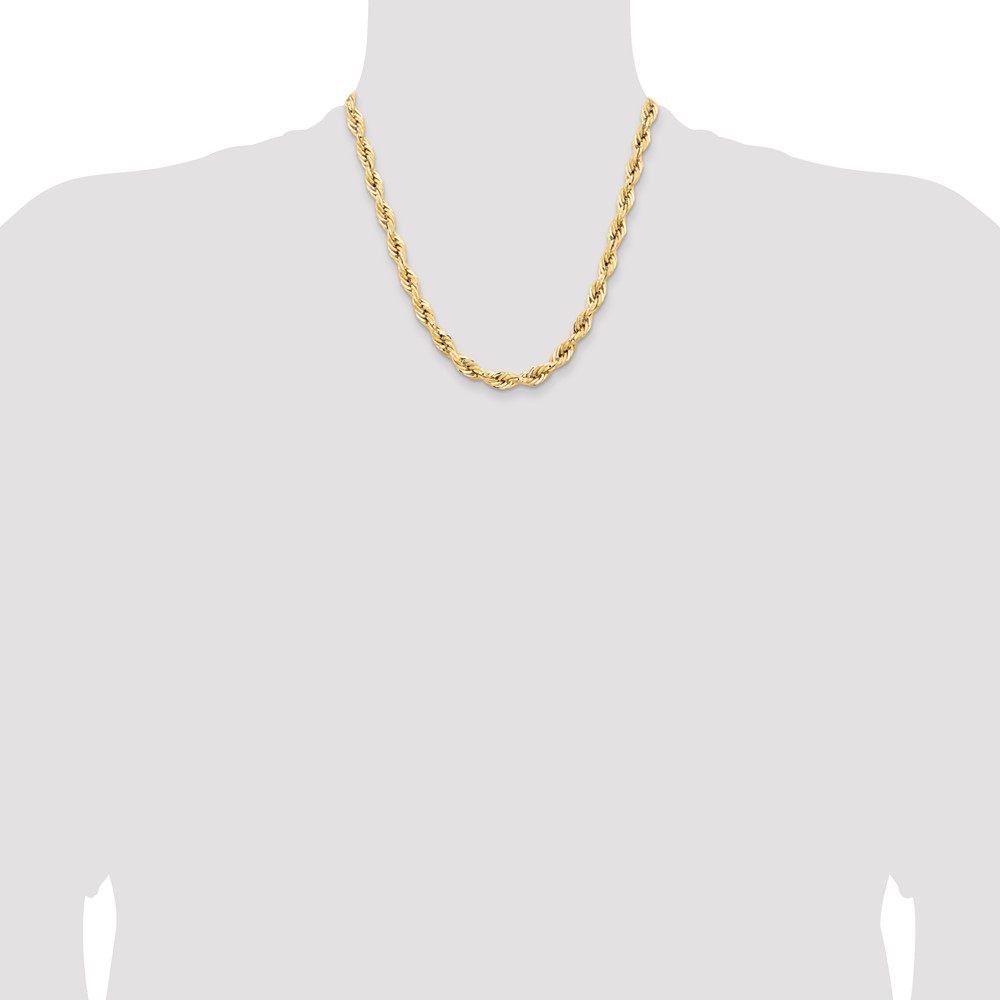 14K 20 inch 7mm Semi Solid Rope with Lobster Clasp Chain (BC194-20)