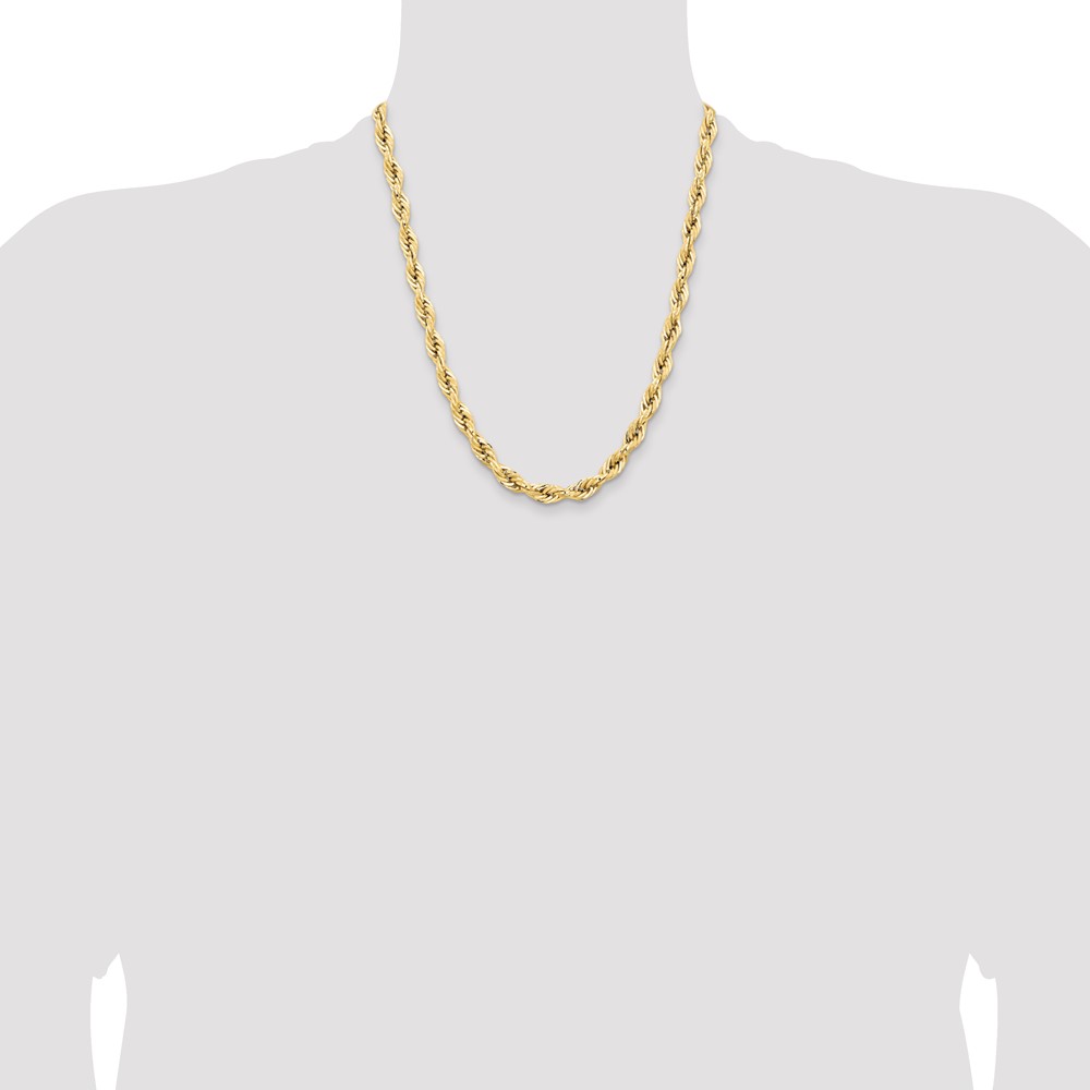 14K 22 inch 7mm Semi Solid Rope with Lobster Clasp Chain (BC194-22)