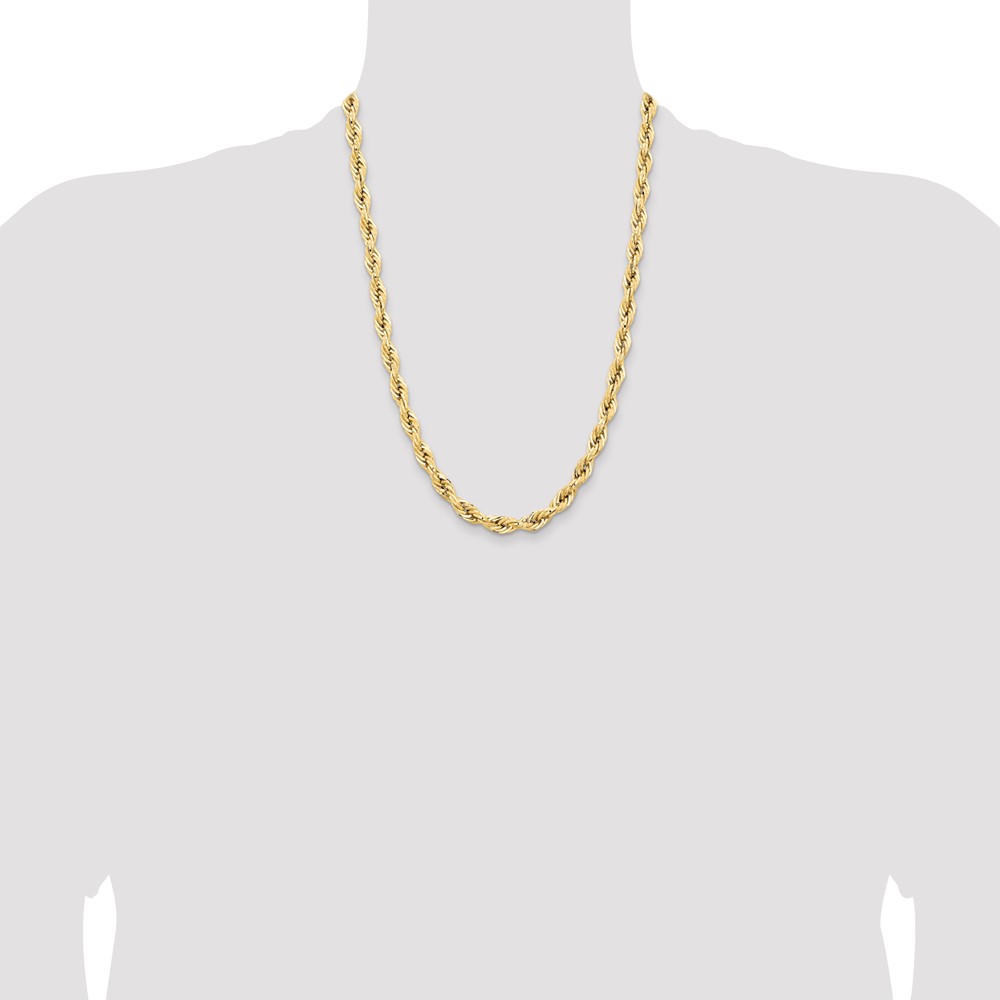 14K 24 inch 7mm Semi Solid Rope with Lobster Clasp Chain (BC194-24)