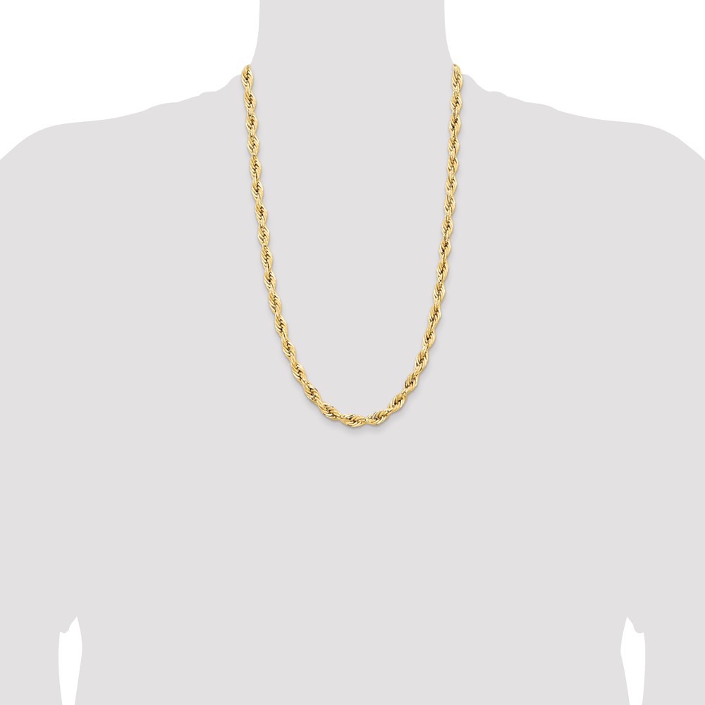 14K 26 inch 7mm Semi Solid Rope with Lobster Clasp Chain (BC194-26)