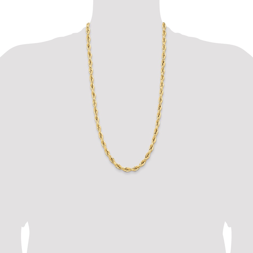 14K 28 inch 7mm Semi Solid Rope with Lobster Clasp Chain (BC194-28)