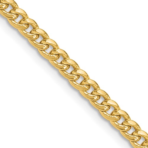 14k 3.5mm Semi-Solid Miami Cuban Chain