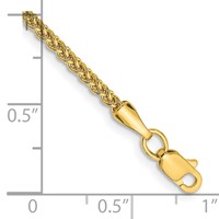 14K 10 Inch 2mm Semi-Solid Wheat with Lobster Clasp Anklet view 2