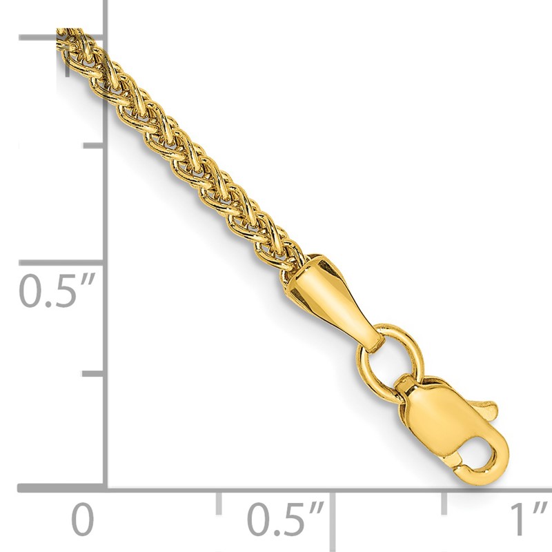 14K 10 inch 2mm Semi-Solid Wheat with Lobster Clasp Anklet