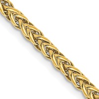 14K 2.6mm Yellow Gold Semi-Solid 3-Wire Wheat Chain with Lobster Clasp, 16" view 1