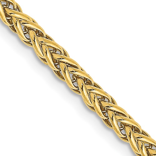 14K 16 Inch 2.6mm Semi-Solid 3-Wire Wheat with Lobster Clasp Chain