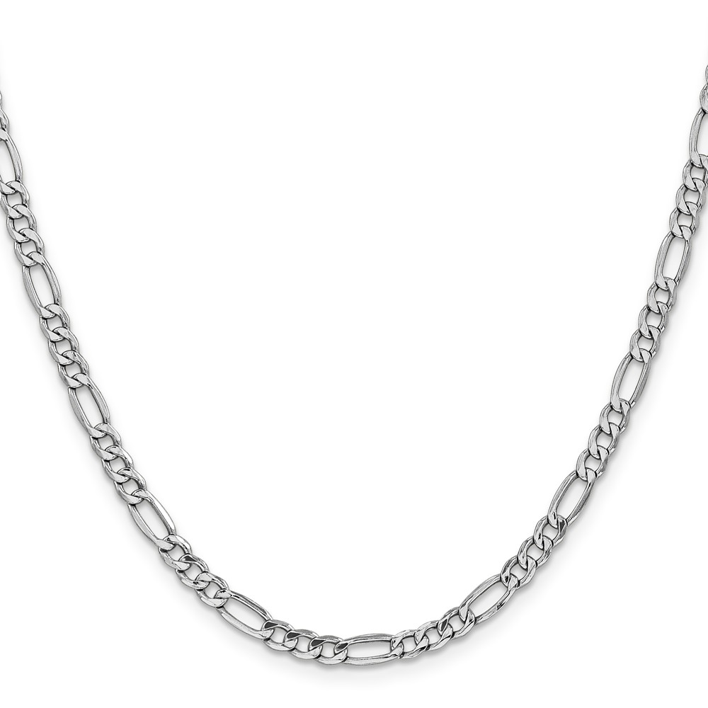 14K White Gold 24 inch 4.4mm Semi-Solid Figaro with Lobster Clasp Chain (BC91-24)