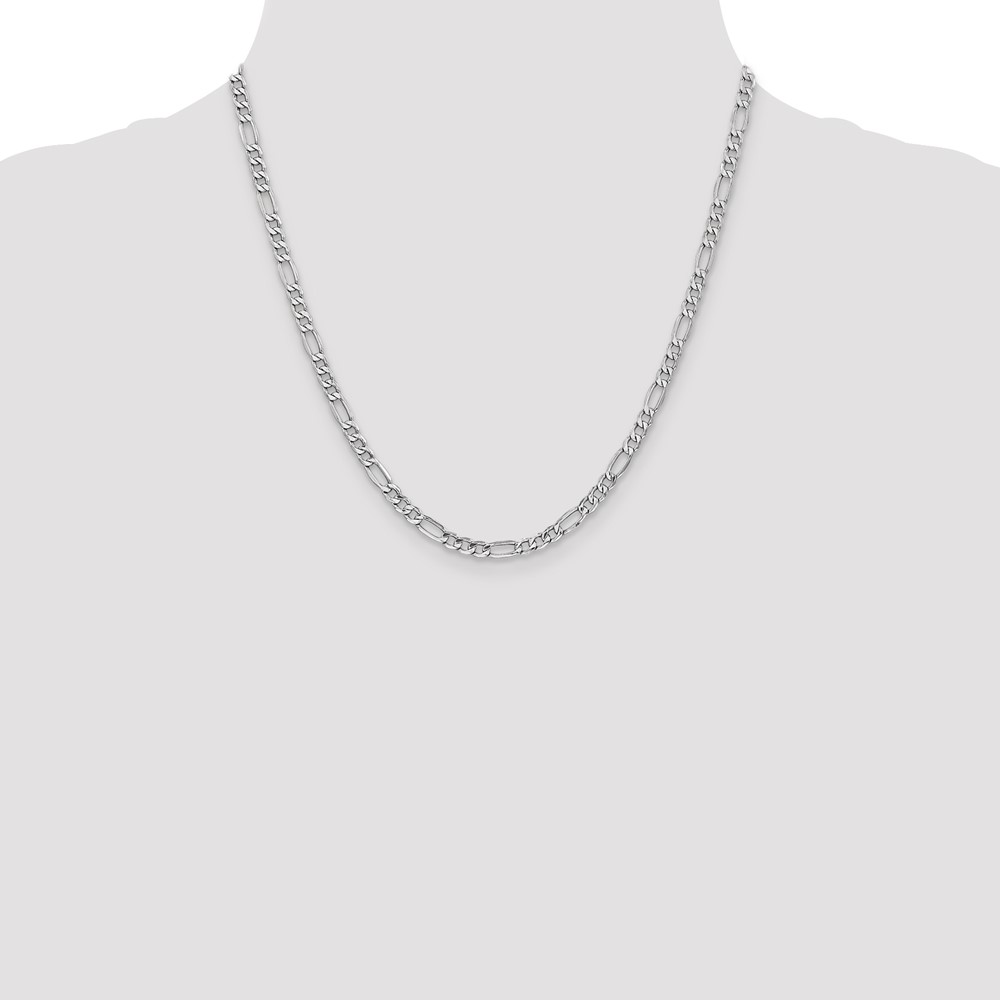 14K White Gold 20 inch 4.4mm Semi-Solid Figaro with Lobster Clasp Chain (BC91-20)
