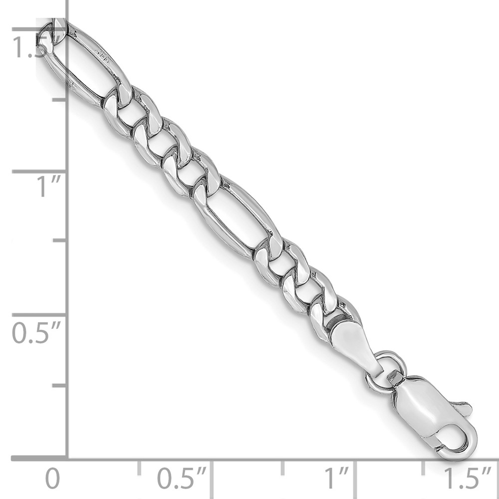 14K White Gold 8 inch 4.4mm Semi-Solid Figaro with Lobster Clasp Bracelet (BC91-8)