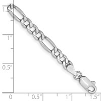 14K White Gold 8 Inch 4.4mm Semi-Solid Figaro with Lobster Clasp Bracelet view 2