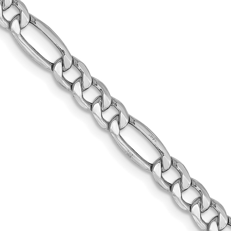14K White Gold 22 inch 4.4mm Semi-Solid Figaro with Lobster Clasp Chain
