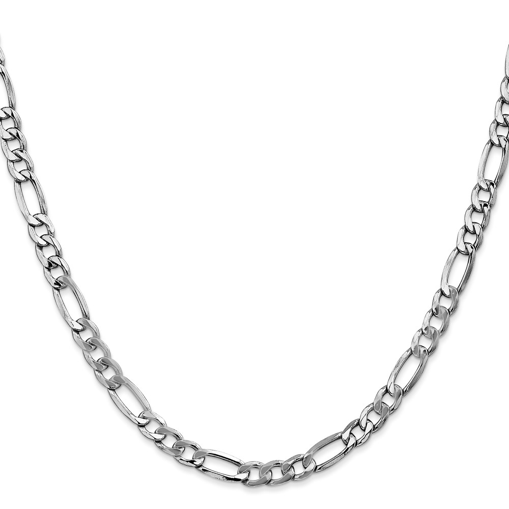 14K White Gold 26 inch 5.75mm Semi-Solid Figaro with Lobster Clasp Chain (BC92-26)