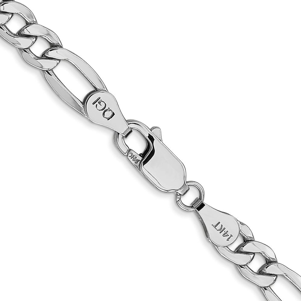 14K White Gold 26 inch 5.75mm Semi-Solid Figaro with Lobster Clasp Chain (BC92-26)