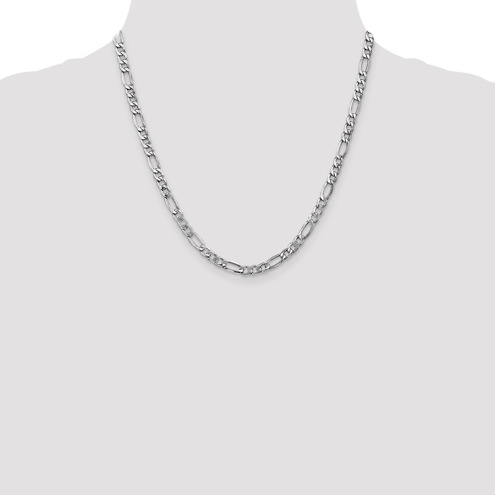 14K White Gold 20 inch 5.75mm Semi-Solid Figaro with Lobster Clasp Chain (BC92-20)