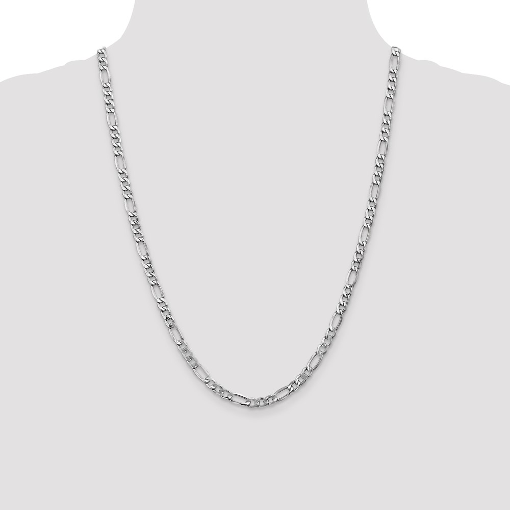 14K White Gold 24 inch 5.75mm Semi-Solid Figaro with Lobster Clasp Chain (BC92-24)