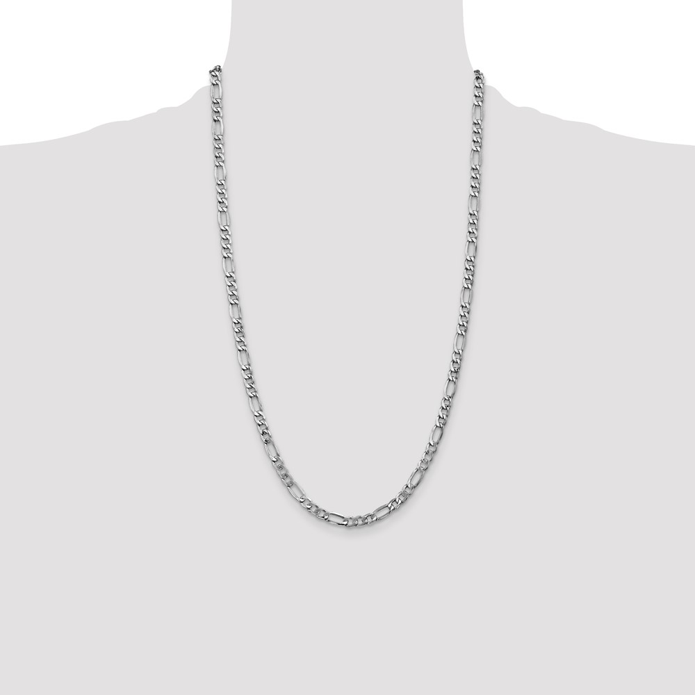 14K White Gold 26 inch 5.75mm Semi-Solid Figaro with Lobster Clasp Chain (BC92-26)