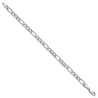 14K White Gold 5.75mm Semi-Solid Figaro Bracelet with Lobster Clasp - 7in view 2