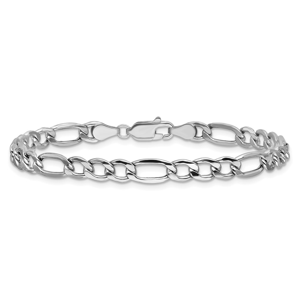 14K White Gold 7 inch 5.75mm Semi-Solid Figaro with Lobster Clasp Bracelet (BC92-7)