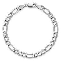 14K White Gold 5.75mm Semi-Solid Figaro Bracelet with Lobster Clasp - 7in view 5